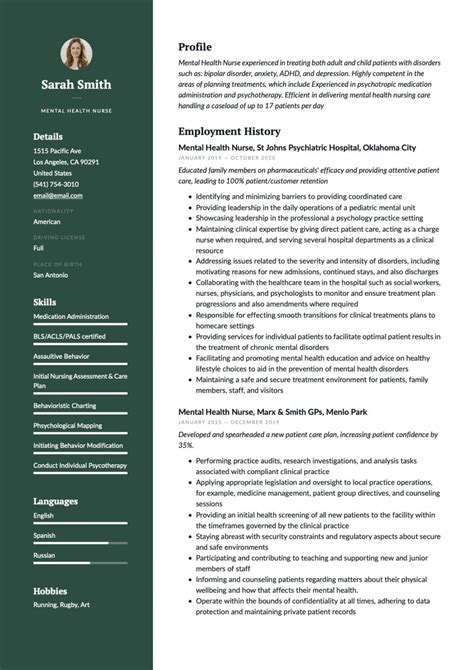 17 Psychiatric And Mh Nurse Resume Examples In Pdfs