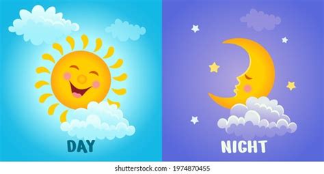 Day Night Cartoon Illustration Smiling Sun Stock Vector (Royalty Free) 1974870455 | Shutterstock