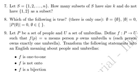 Solved Let S Dots N How Many Subsets Of S Have Size Chegg