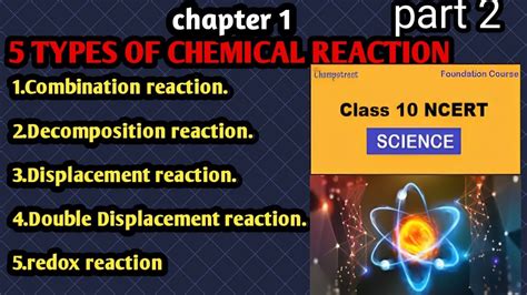 Types Of Chemical Reaction Class 10 Types Of Chemical Reaction Chapter 1 Cbse