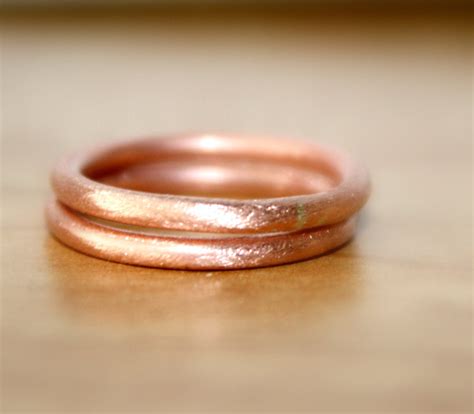 Handmade Pure Copper Rings Brush Finish Round Copper Rings