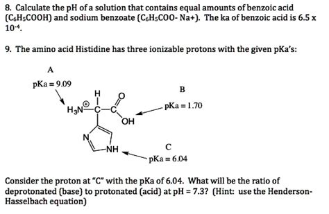 Solved Calculate The Ph Of A Solution That Contains Equal Amounts Of Benzoic Acid C6h5cooh