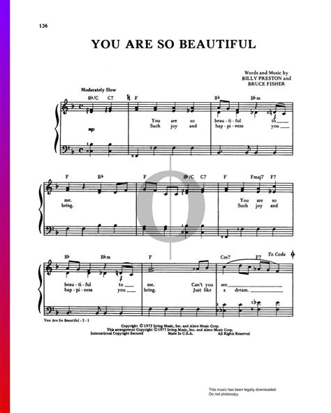 You Are So Beautiful Joe Cocker Piano Sheet Music Oktav