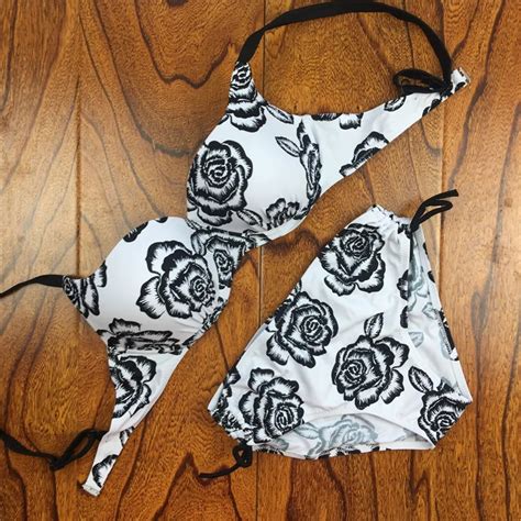 Sexy Swimwear Push Up Bikini Floral Printed Swimsuit High Waist Bikinis