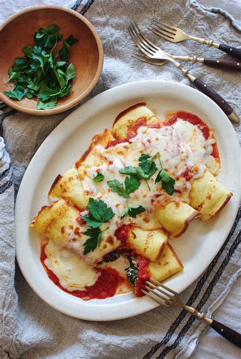 Spinach, Mushroom and Ricotta Crepes - Bev Cooks