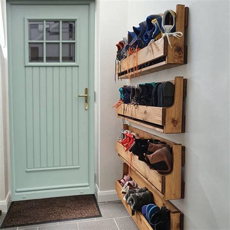 Unique Shabby Chic Pallet Wood Floating Shoe Rack Ideal Etsy Uk