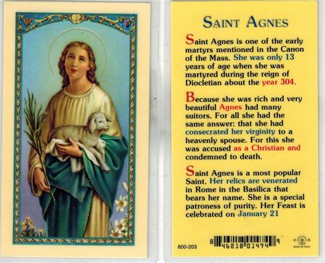 Saint Agnes Laminated Prayer Card