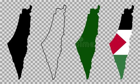 Set Vector Map Flag of Palestine Isolated on White Background Stock ...