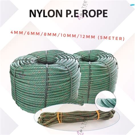 4mm 6mm 8mm 10mm 12mm Pe Nylon Rope Tali PE 5meter Unit Tali Nylon