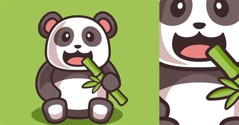 Cartoon Cute Panda Eating Bamboo illustration, Objects ft. panda & eat ...