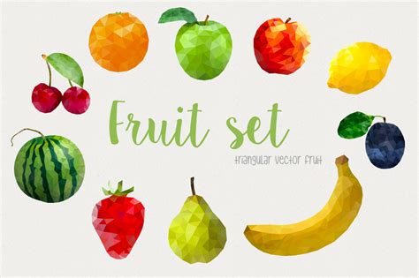 Geometric Fruit Set Graphic Objects Creative Market