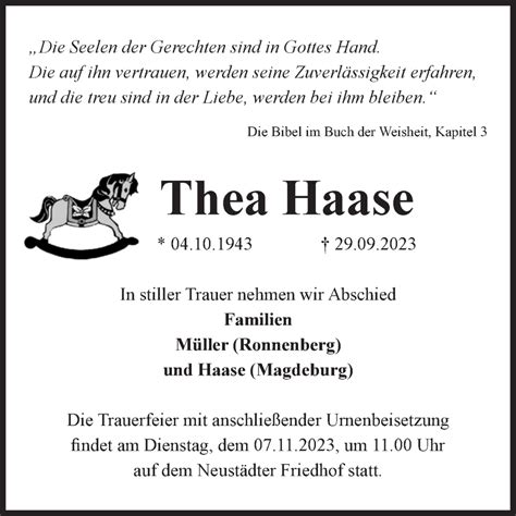 Traueranzeigen Von Thea Haase Abschied Nehmen De