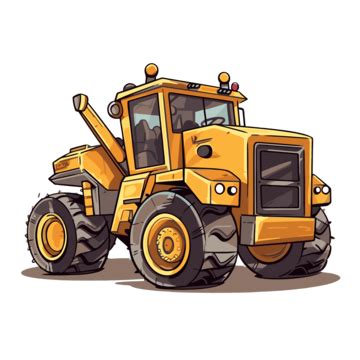 Cartoon Tractor Sticker On White Background Clipart Vector Sticker