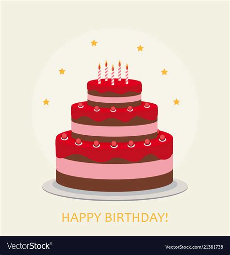 Happy birthday poster background with cake Vector Image