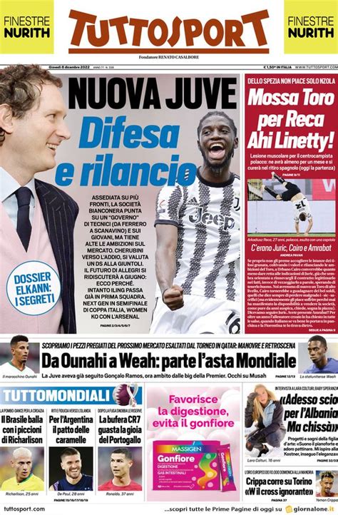 Prima Pagina Tuttosport Nuova Juve Difesa E Rilancio Pianeta Milan