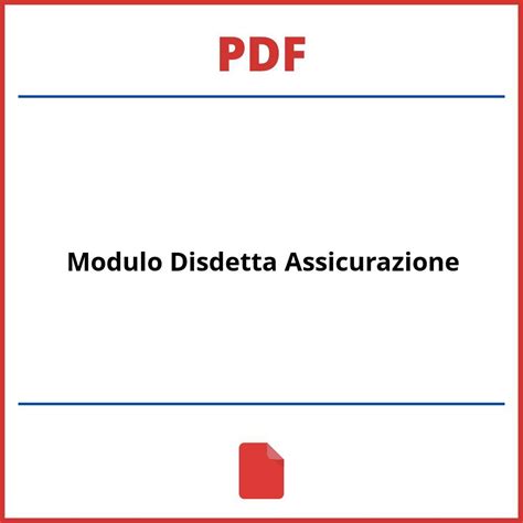 Modulo Disdetta Assicurazione Pdf