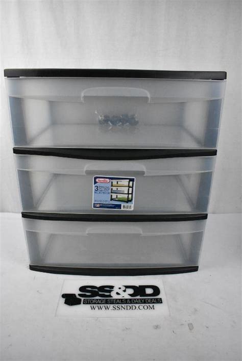 Sterilite 3 Drawer Cart With Casters Clearblack New