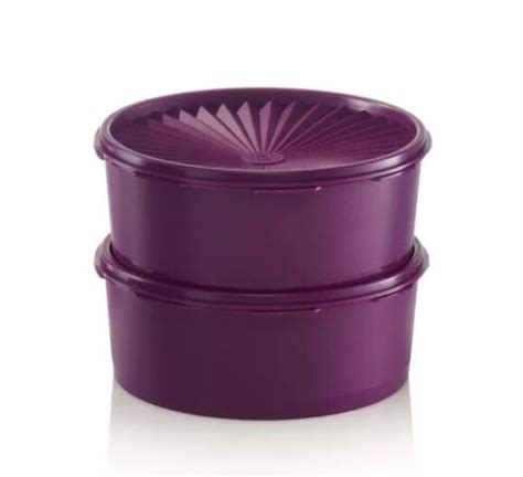 Tupperware Servalier Stacking Cookie Canister Purple Cups Set Of