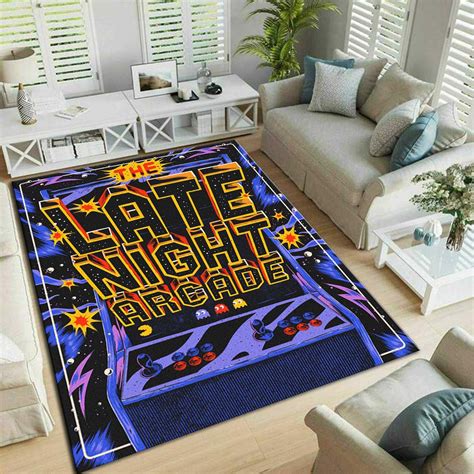 The Last Night Arcade Area Rug Game Room Decorative Floor Etsy