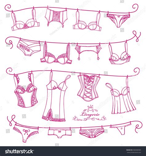 Lingerie Woman Underwear Hang On Ropevector Stock Vector Royalty Free Shutterstock