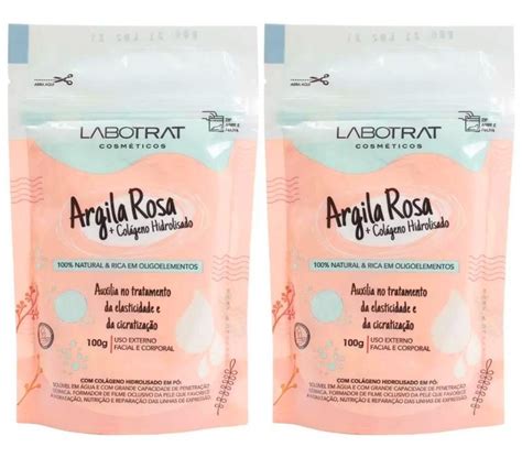 Kit 2 Argila Rosa Colágeno previne rugas e estrias da Pele Labotrat