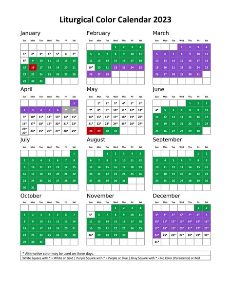 Printable Liturgical Calendar 2024