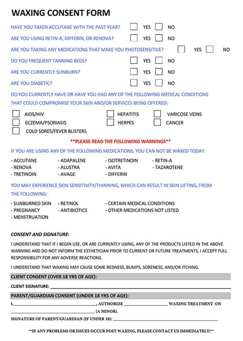 Free Waxing Consent Forms Printable Word Pdf