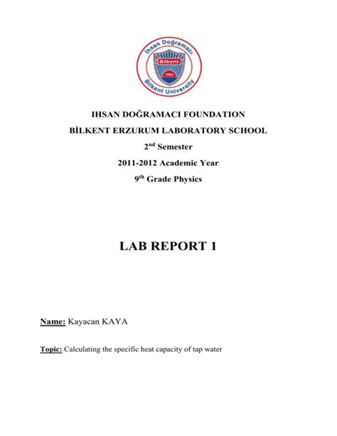 Specific Heat Capacity – Lab Report