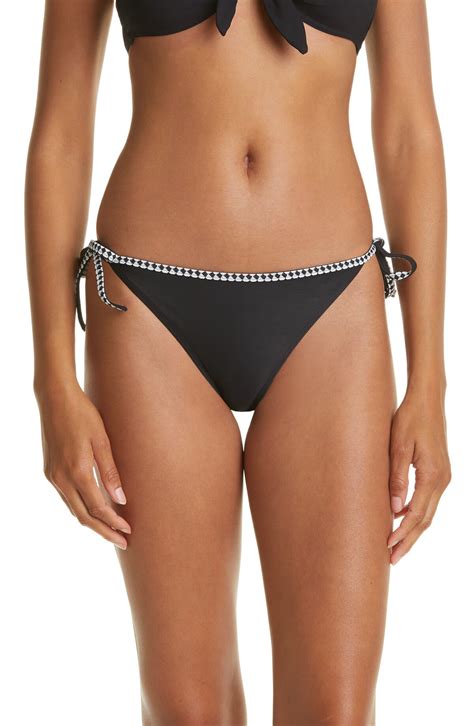 Lemlem Sofia Side Tie Bikini Bottoms Black Editorialist