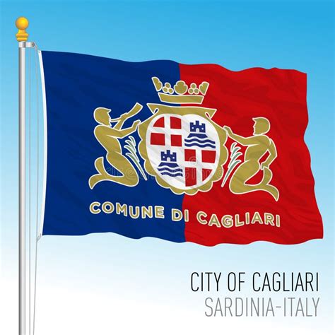 Cagliari Flag with Coat of Arms, Sardinia, Italy Stock Vector - Illustration of beauty, cagliari ...