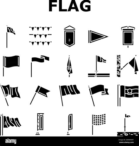 Flag Start Web Pennant Map Icons Set Vector Stock Vector Image Art