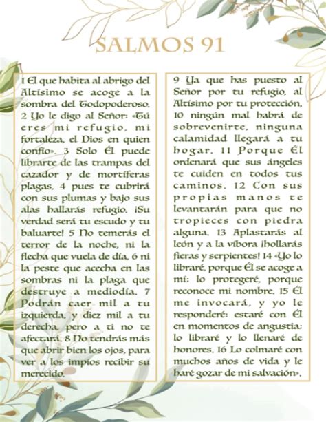 Libreta Cristiana en Español Salmos 91 Tesoros Cristianos