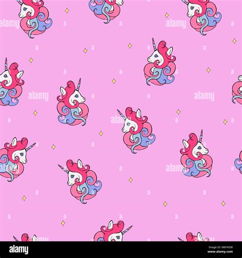 Vector Seamless Pattern With Unicorns Unicorn Background Dream Symbol