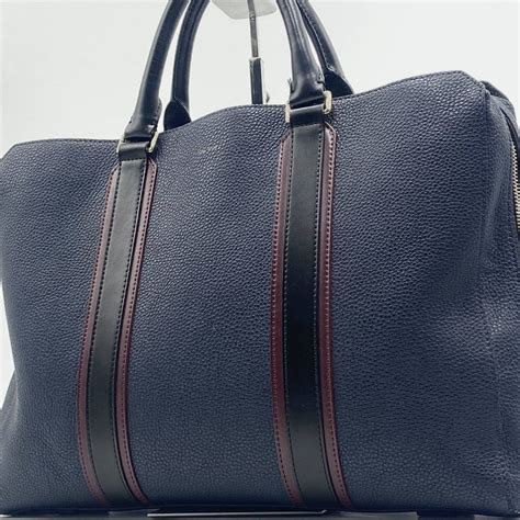 【目立った傷や汚れなし】1円【極美品】paul Smith ポールスミス メンズ ビジネスバッグ ブリーフケース トート マルチストライプ カラーブロック レザー 紺 A4可の落札情報詳細