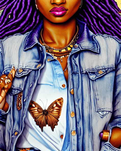 Beautiful Brownskinned Girl With Goddess Locs And A Butterfly · Creative Fabrica