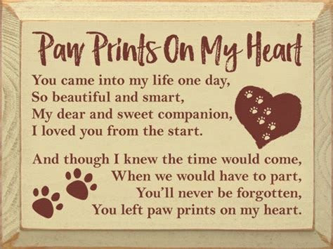 Paw Prints On My Heart You Came Into My Life One Day So Beautiful And Smart My Dear And