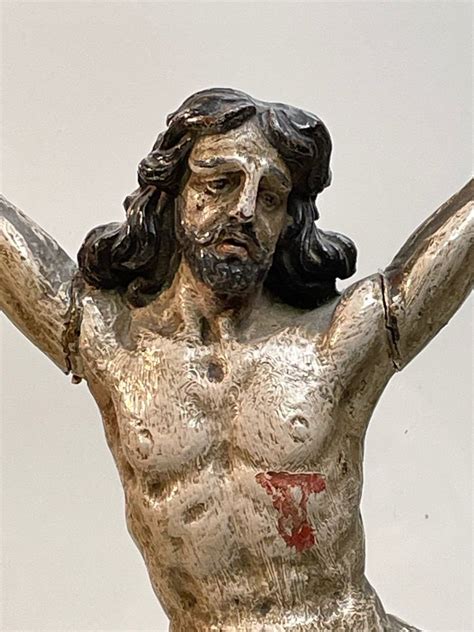 Proantic Christ En Bois Sculpt Polychrome Poque Me