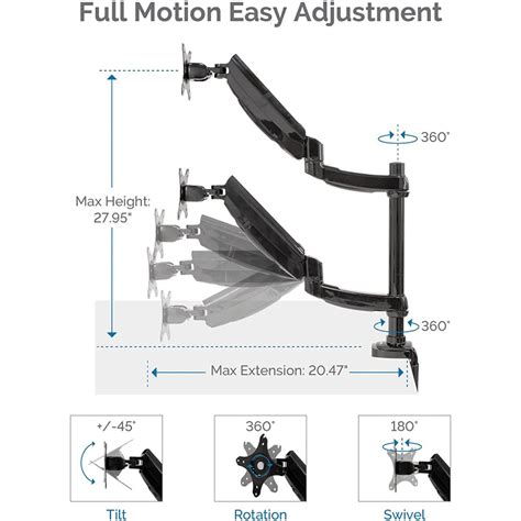 Fellowes Platinum Series Dual Stacking Adjustable Monitor Arm Black