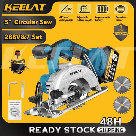 Keelat Cordless 5 Circular Saw Wood Stone Tiles Marble 5 7 Inches Cutter With Battery 185mm