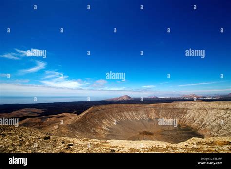 In Los Volcanes Volcanic Timanfaya Rock Stone Sky Hill And Summer