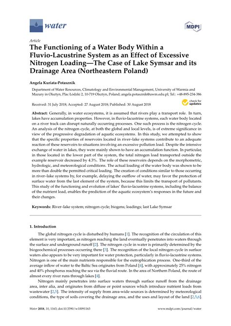 Pdf The Functioning Of A Water Body Within A Fluvio Lacustrine System