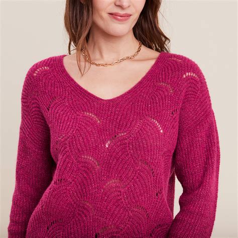 Pull Manches Longues Rose Fushia Femme Br Al