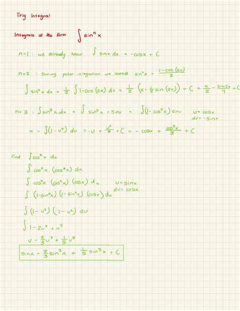 Finding Trig Integrals Trig Integral Integrals Of The Form