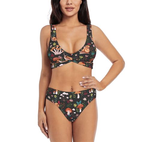 Swim Suits For Women Bikini Mushroom With Snails Soft Stretchy