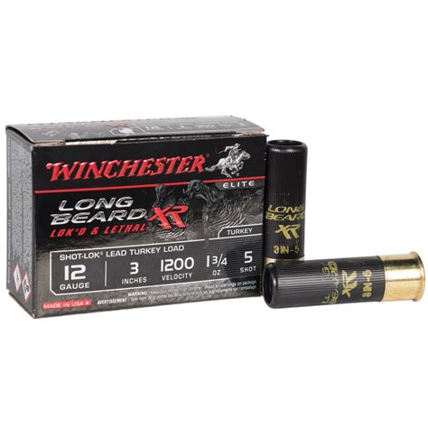 Winchester Long Beard Xr Shot Lok Turkey 12 Gauge 3in 5 1 3 4oz Turkey Shotshells 10 Rounds