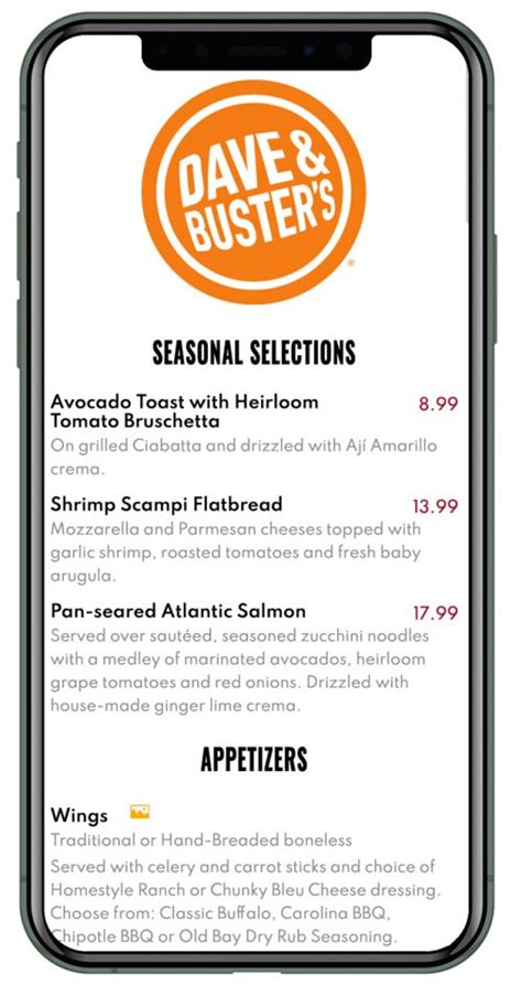 Dave Busters Touchless Mobile Multi Menu System Menus Today