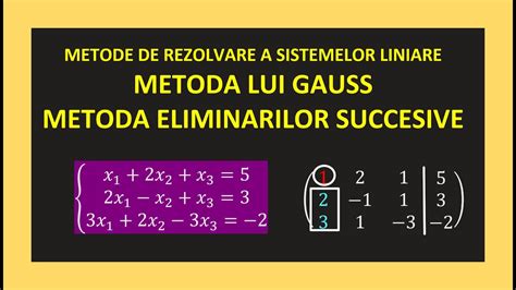 METODA LUI GAUSS DE REZOLVARE SISTEME DE ECUATII LINIARE CLASA 11