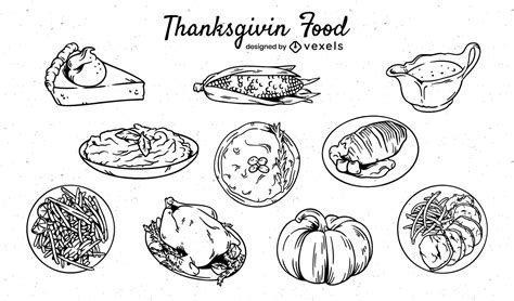 Thanksgiving Food Hand Drawn Set Vector Download