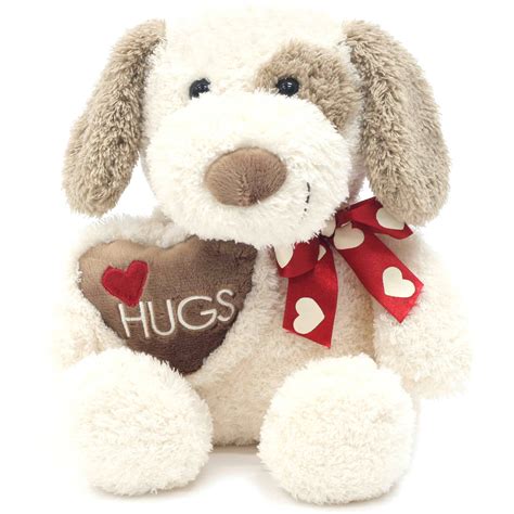 Valentine 9 Stuffed Puppy Plush Toy With Red Ribbon