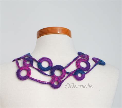 Crochet Circle Necklace Pink And Purple N388 Berniolie